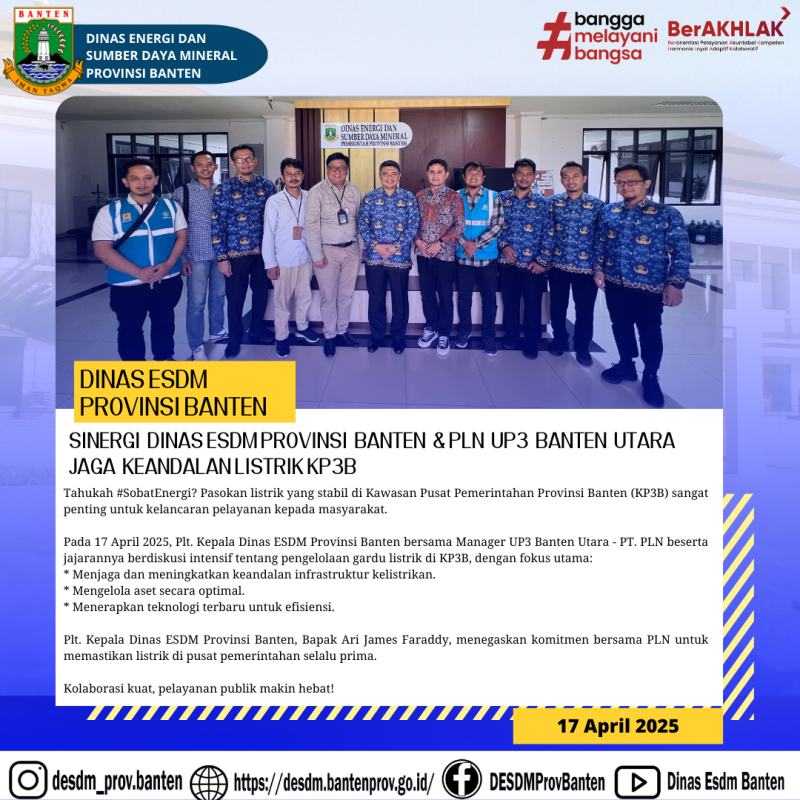 inergi dinas ESDM provinsi Banten & PLN UP3 Banten Utara Jaga Keandalan Listrik KP3B